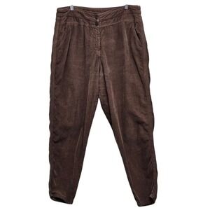 Poetry Corduroy Trousers Womens 12 Brown Barrel Leg Tapered Cotton High Rise